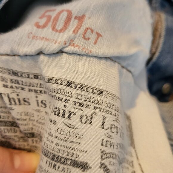 Levi's Button Fly 501 CT Ripped Jean Size 27 - Picture 8 of 14